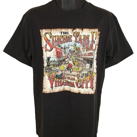 Suicide Table T Shirt Vintage 80s Delta Saloon Virginia City Nevada Made In USA - Picture 1 of 7